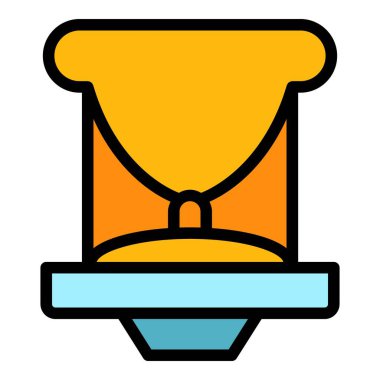 Çocuk bisikleti sert koltuk simgesi renk ana hatları vektörü