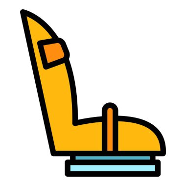 Çocuklar bisiklet koltuğu bez simgesi renk ana hatları vektörü