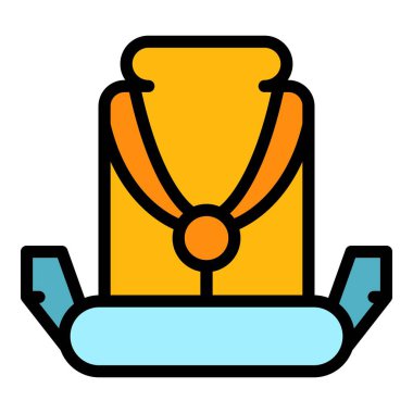 Rahat çocuklar için bisiklet koltuğu simgesi renk ana hatları vektörü