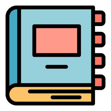 Okul kitabı simgesi renk ana hatları vektörü