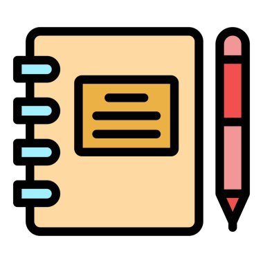 Okul defteri simgesi renk ana hatları vektörü