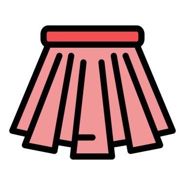 Öğrenci üniforması etek simgesi renk ana hatları vektörü