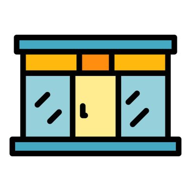 Üniversite spor salonu ikonu renk ana hatları vektörü