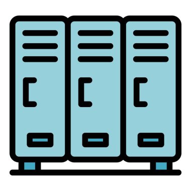 Spor dolabı simgesi renk ana hatları vektörü