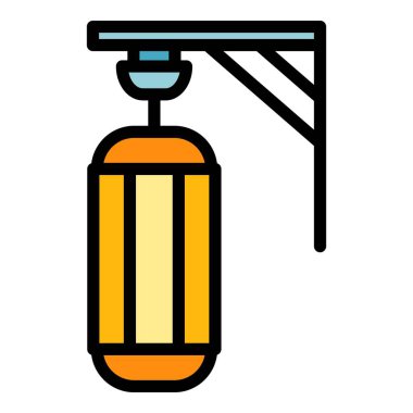 Boks torbası simgesi renk ana hatları vektörü