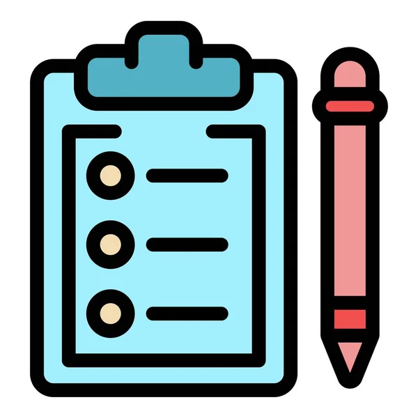 Clipboard and pen icon color outline vector — Stock Vector