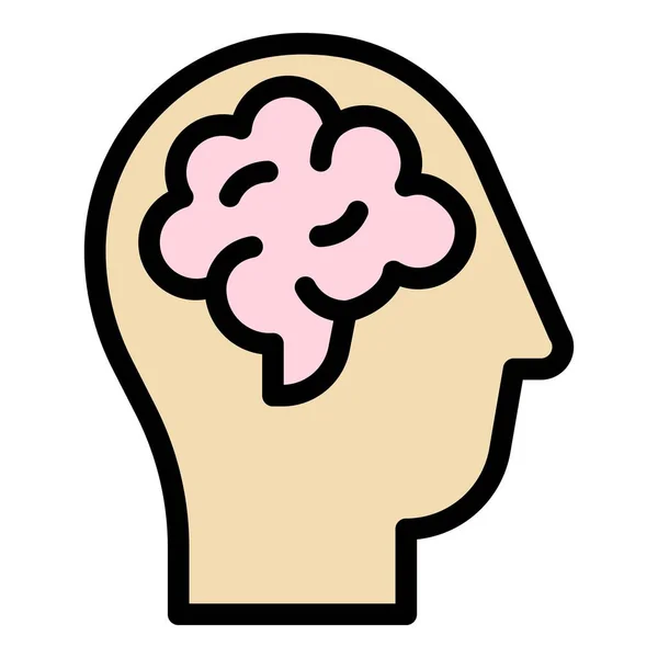 Solución de cerebro humano icono color contorno vector — Vector de stock