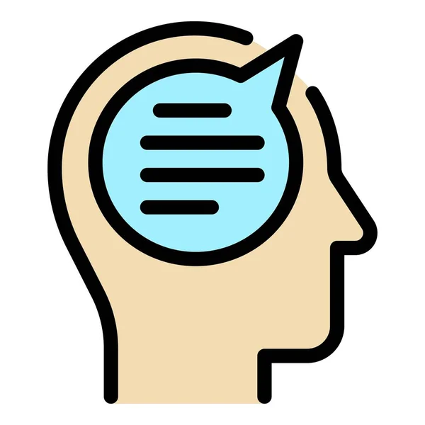 Cerebro humano icono de chat color contorno vector — Vector de stock