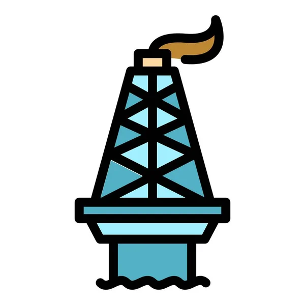 Gas sea drilling rig icon color outline vector — Stockvektor