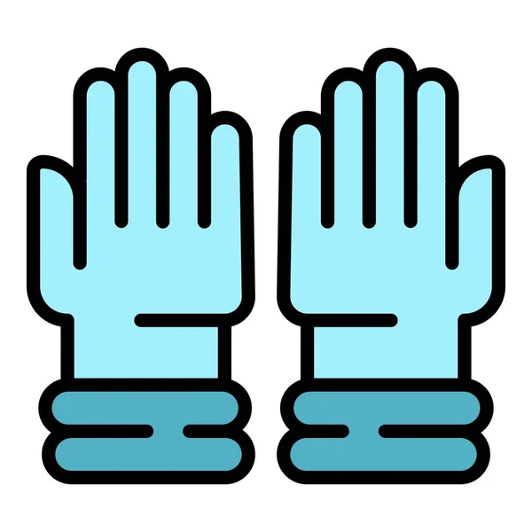 Opieka medyczna rękawice ikona kolor zarys wektor — Wektor stockowy