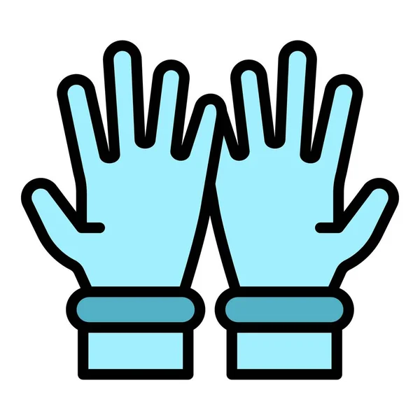 Medicine gloves icon color outline vector —  Vetores de Stock