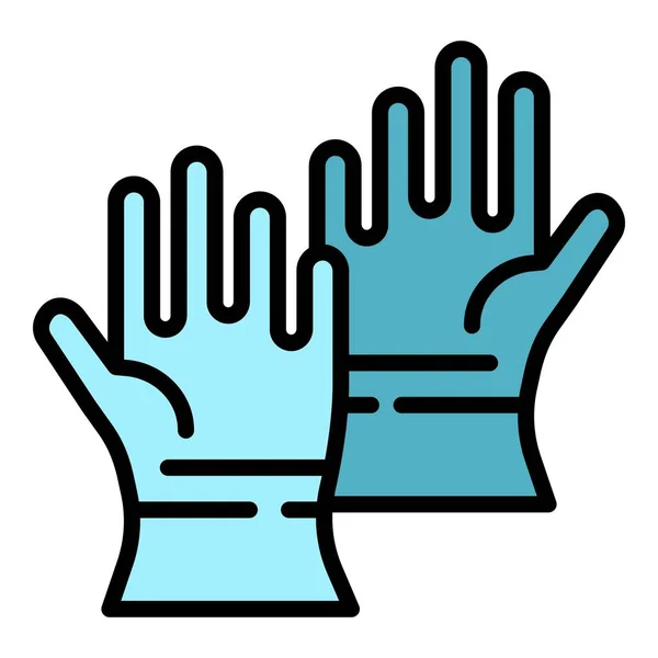 Κρύο ιατρικά γάντια εικονίδιο χρώμα περίγραμμα διάνυσμα — Διανυσματικό Αρχείο