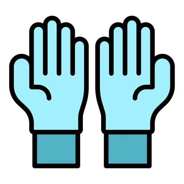 Καθαρίστε ιατρική εικονίδιο γάντια διάνυσμα περίγραμμα χρώμα — Διανυσματικό Αρχείο