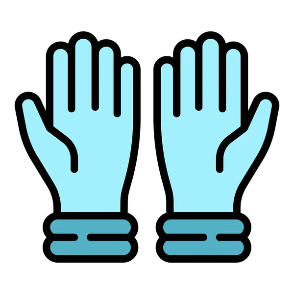 Σκόνη ιατρική γάντια εικονίδιο χρώμα περίγραμμα διάνυσμα — Διανυσματικό Αρχείο