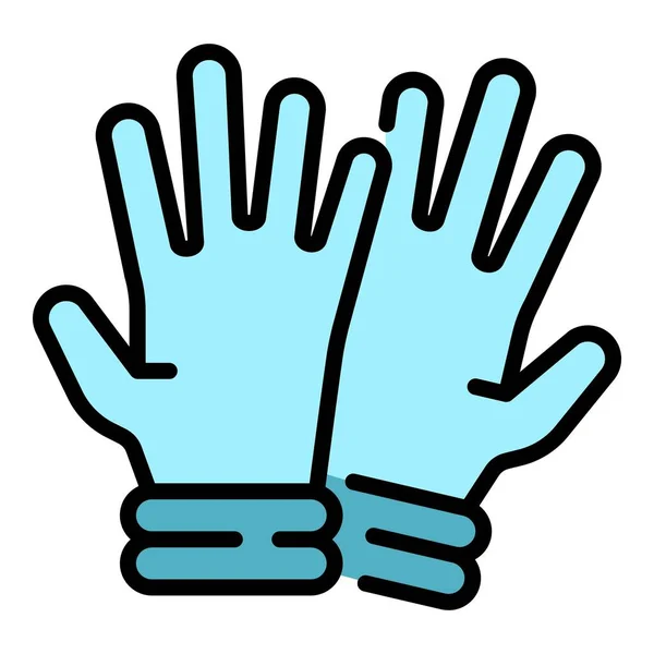 Hospital medical gloves icon color outline vector — Vetor de Stock