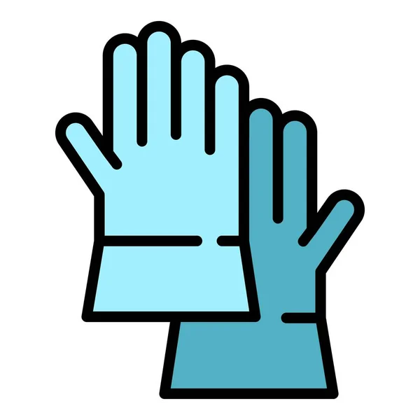 Prevention medical gloves icon color outline vector — Vetor de Stock