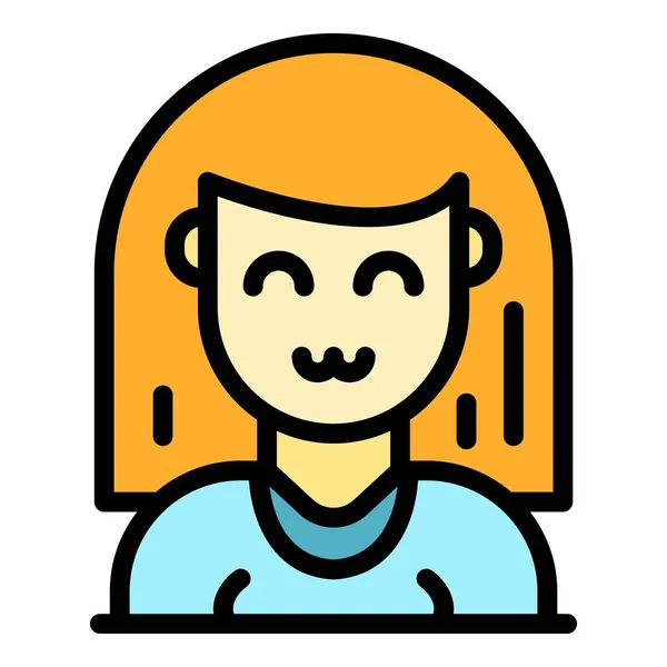 Matin souriant femme icône couleur contour vecteur — Image vectorielle