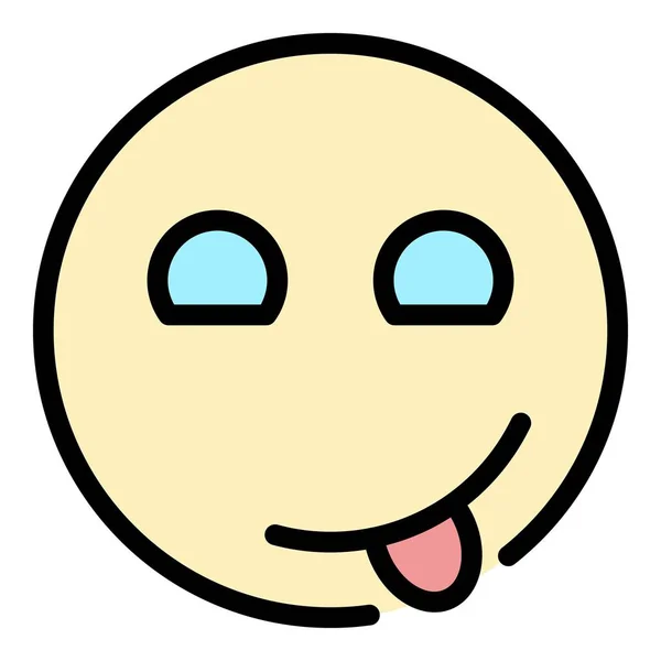 Smiling emoji tongue icon color outline vector — Vettoriale Stock