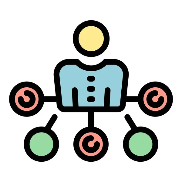 Business collaboration scheme icon color outline vector — Stock Vector
