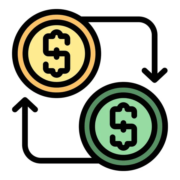 Бізнес-співробітництво грошовий обмін значок кольоровий контур вектор — стоковий вектор