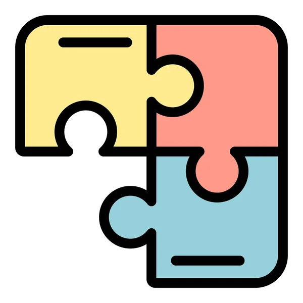 Business collaboration puzzle icon color outline vector — Stock vektor