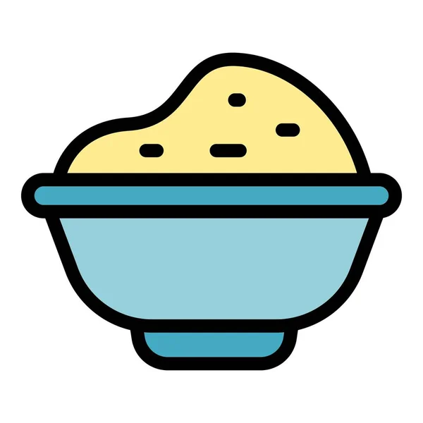 Bowl of porridge icon color outline vector — Stockvektor