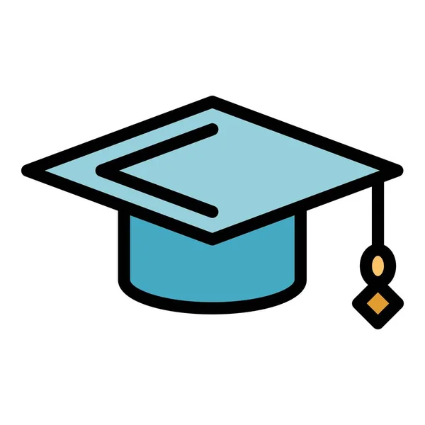 Vector de contorno de color icono sombrero graduado — Vector de stock