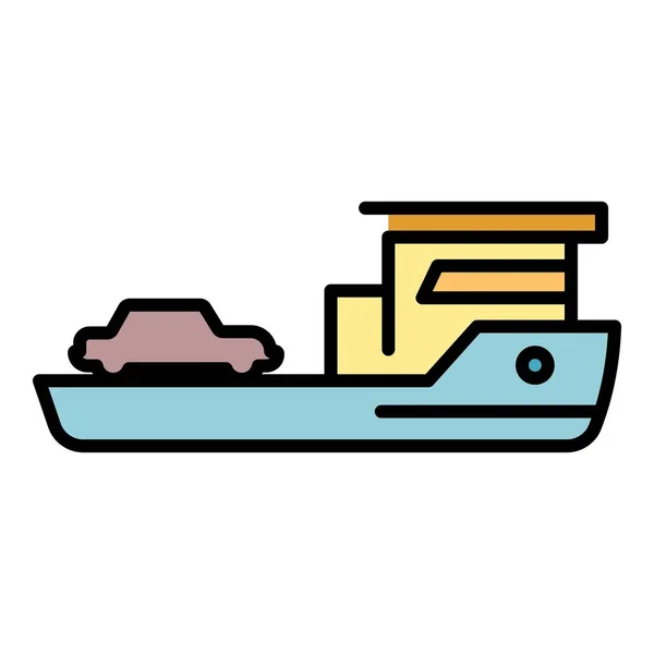 Trailer ship icon color outline vector — Stockvektor