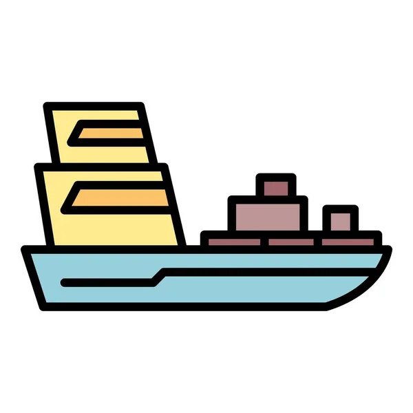 Passenger ship icon color outline vector —  Vetores de Stock