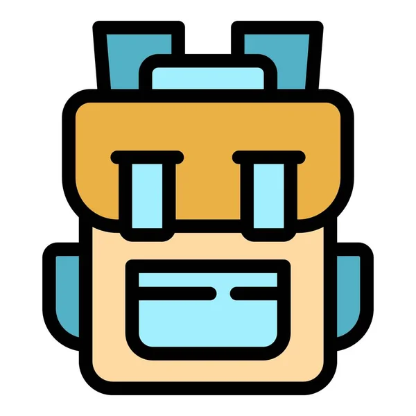 Escuela mochila icono color contorno vector — Vector de stock