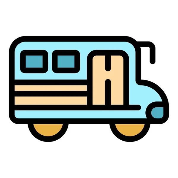 School bus pictogram kleur overzicht vector — Stockvector