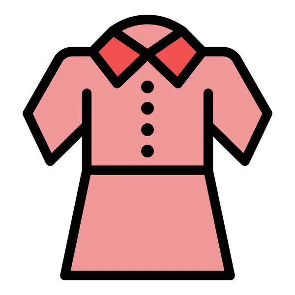 Kız okulu elbise simgesi renk ana hatları vektörü — Stok Vektör