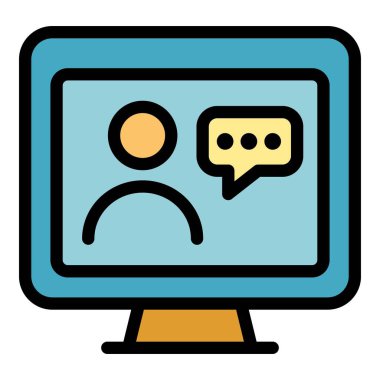 Gerçek konferans simgesi renk ana hatları vektörü