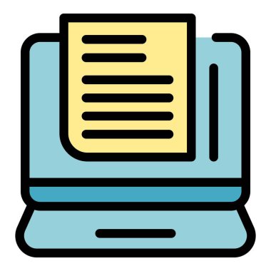 Dizüstü bilgisayarın canlandırma simgesi renk ana hatları vektörü