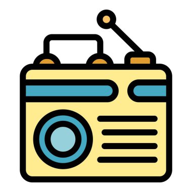 Radyo Gerçekleştirme simgesi renk ana hatları vektörü