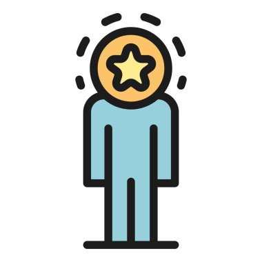 Vip hiyerarşi simgesi renk ana hatları vektörü