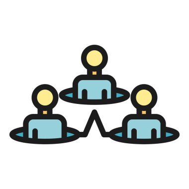 Yönetici hiyerarşi simgesi renk ana hatları vektörü