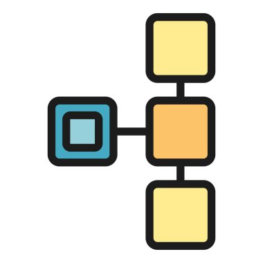 Hiyerarşi yapı simgesi renk ana hatları vektörü