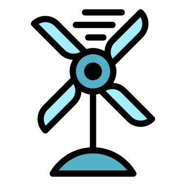 Rüzgar enerji simgesi renk ana hatları vektörü