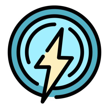 Yenilenebilir enerji simgesi renk ana hatları vektörü