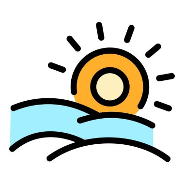 Doğa güneş ikonu renk ana hatları vektörü