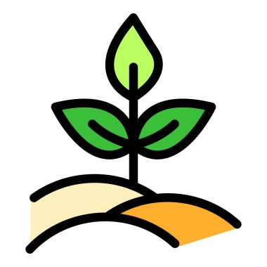 Doğal bitki simgesi renk ana hatları vektörü