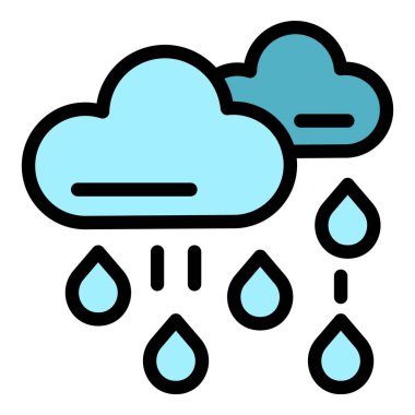 Bulutlar yağmur simgesi renk ana hatları vektörü