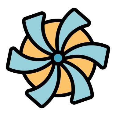 Hidroelektrik termal yel değirmeni simgesi renk çizgisi vektörü