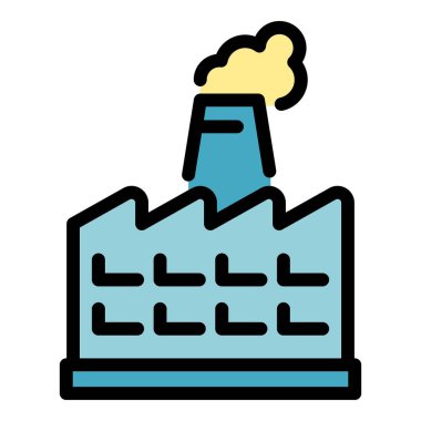 Eko fabrikası simgesi renk ana hatları vektörü