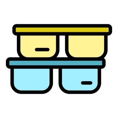 Eko yiyecek kapları simge renk ana hatları vektörü