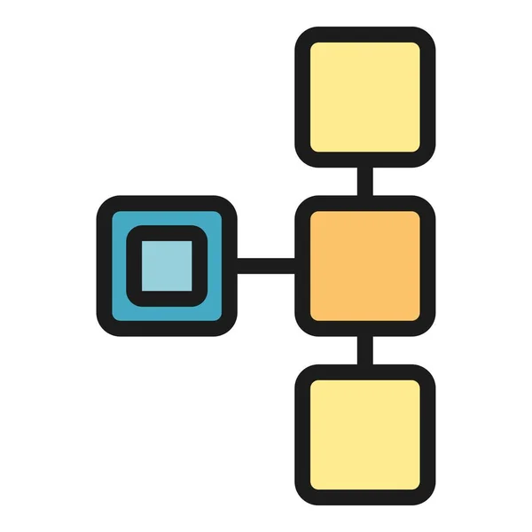 Hiërarchie structuur pictogram kleur overzicht vector — Stockvector