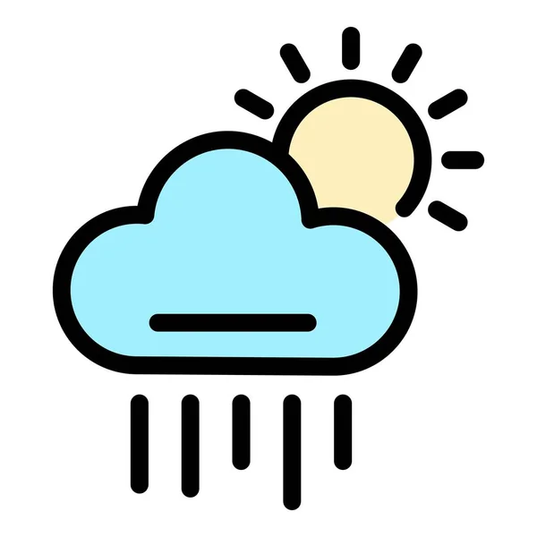 Regenwolken-Symbol Farbe Umrissvektor — Stockvektor