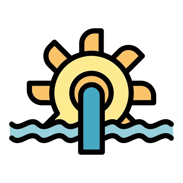 Hydro power wheel icon color outline vector — Vetor de Stock