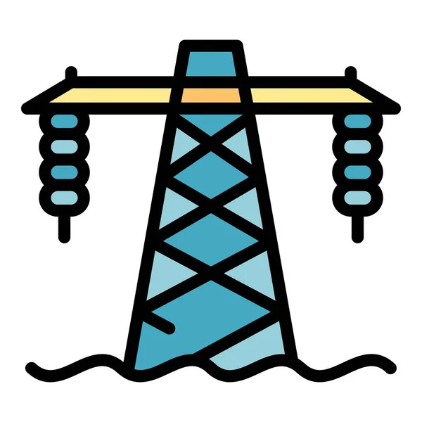 Icono de torre de energía hidráulica color contorno vector — Archivo Imágenes Vectoriales